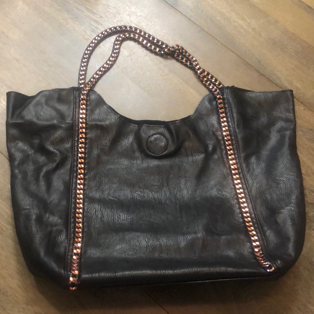 Deena & Ozzy Black and Rose Gold Bag